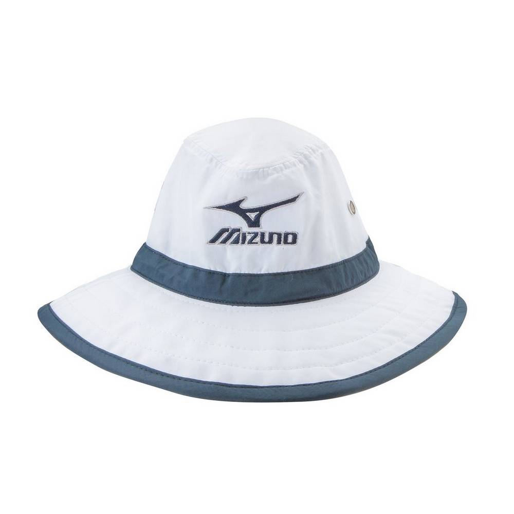 Mens Mizuno Large Brim Sun Golf Hat White/Navy Philippines (CXDWIY216)